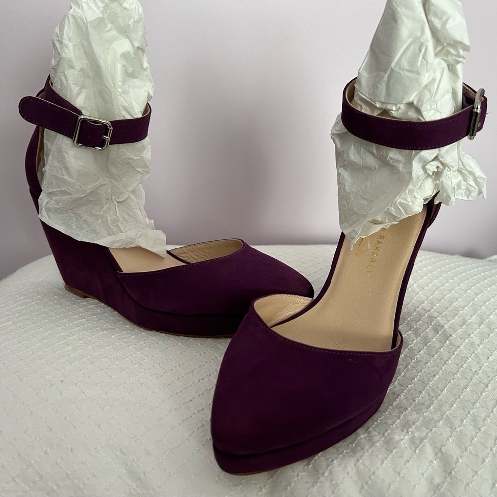 LOEFFLER RANDALL PURPLE PLATFORM WEDGE SHOES
